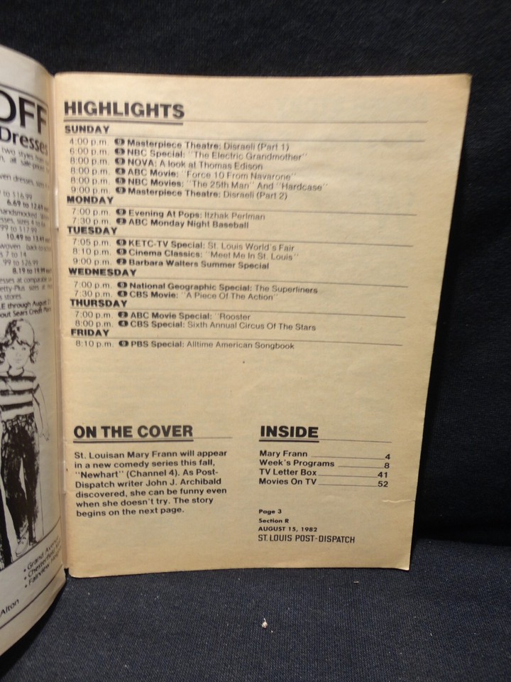 1982 Local St Louis MO TV Guide MARY FRANN NEWHART AUG 15 21 EBay 1982-local-st-louis-mo-tv-guide-mary-frann-newhart-aug-15-21-ebay