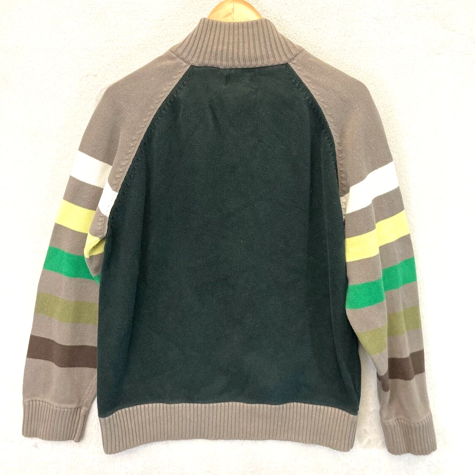 Cárdigan Suéter Ben Sherman Tejido Para Hombre XXL (XL) Gris Rayas Cremallera Bordado Ciervo Foto 3 de 4