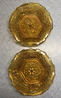 2 Vintage Depression Amber Indiana Sandwich Glass  Tiara Pattern Hexagonal Bowl
