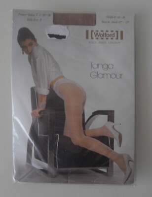 Absolute Rarity: Wolford Tanga Glamour! Size XS! 20 Den! Color: Oyster (Brown)
