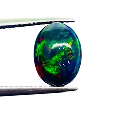 2.5 Cts Natural Ethiopian Black Opal 11.5x8.5mm Oval Top Quality Flashy Gemstone