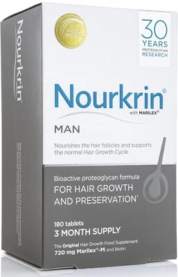 Nourkrin Tablets for Man 180 Tablets 3 Months Supply - For Men - Tracked Postage