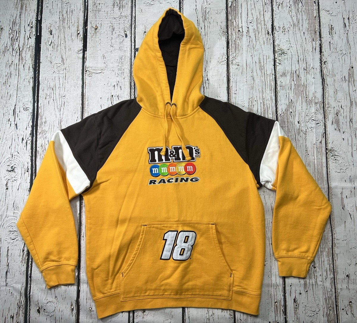 Kyle Busch #18 M&Ms Racing Embroidered Nascar Yellow Racing Hoodie - Main Image