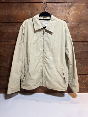 Calvin Klein Jacket Mens Beige Casual Nylon Cotton Blend Size