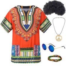Gionforsy Hippie Costume Outfit for Men Women 60s 70s Accessories