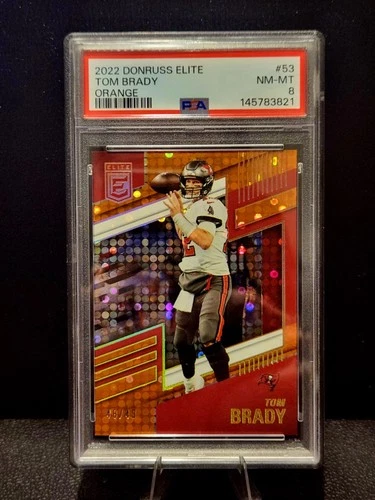 2022 Donurss Elite Tom Brady Orange 48/49 #53 PSA 8