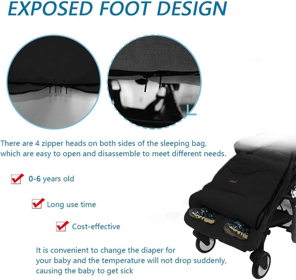 Sacco Nanna per Passeggino, Coprigambe per Passeggino, Stai Al Caldo Coprigambe - Immagine 4 di 4