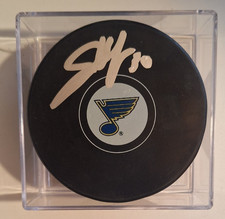 Joel Hofer St. Louis Blues Signed Puck