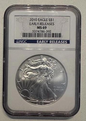 2010 Silver Eagle - Early Release - NGC MS 69 -  Beautiful Gem 1oz Silver Eagle