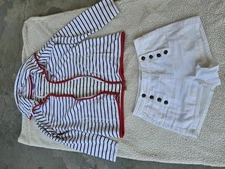 Summer Cruise Set Of  White Shorts And Navy Jacket. Medium