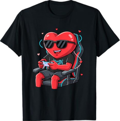 Valentine Gamer Funny Heart Video Gaming T-Shirt