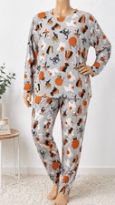 TU Halloween Pyjama Set 16 18 Grey Cats Dogs Pumpkin Lounge BNWT Cotton Viscose