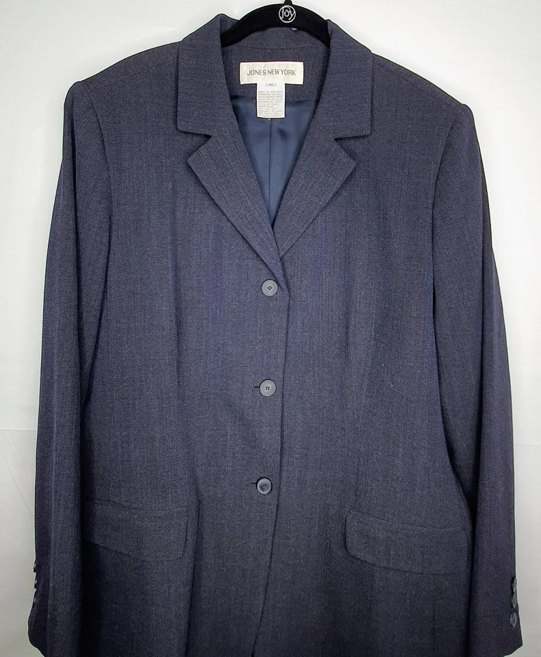 JNY Pantalón Traje Mujer Blazer 16, Pantalones 14, Mezcla Lana Carbón Forrado De Colección  Foto 2 de 4