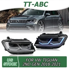 TT-ABC Double Beam LED Headlights for VW Tiguan 2018-2021 Clear Lens Front Lamps