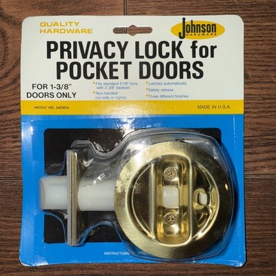 NEW Pocket Door Privacy Lock for 1-3/8  Door Johnson Hardware Brass Finish USA