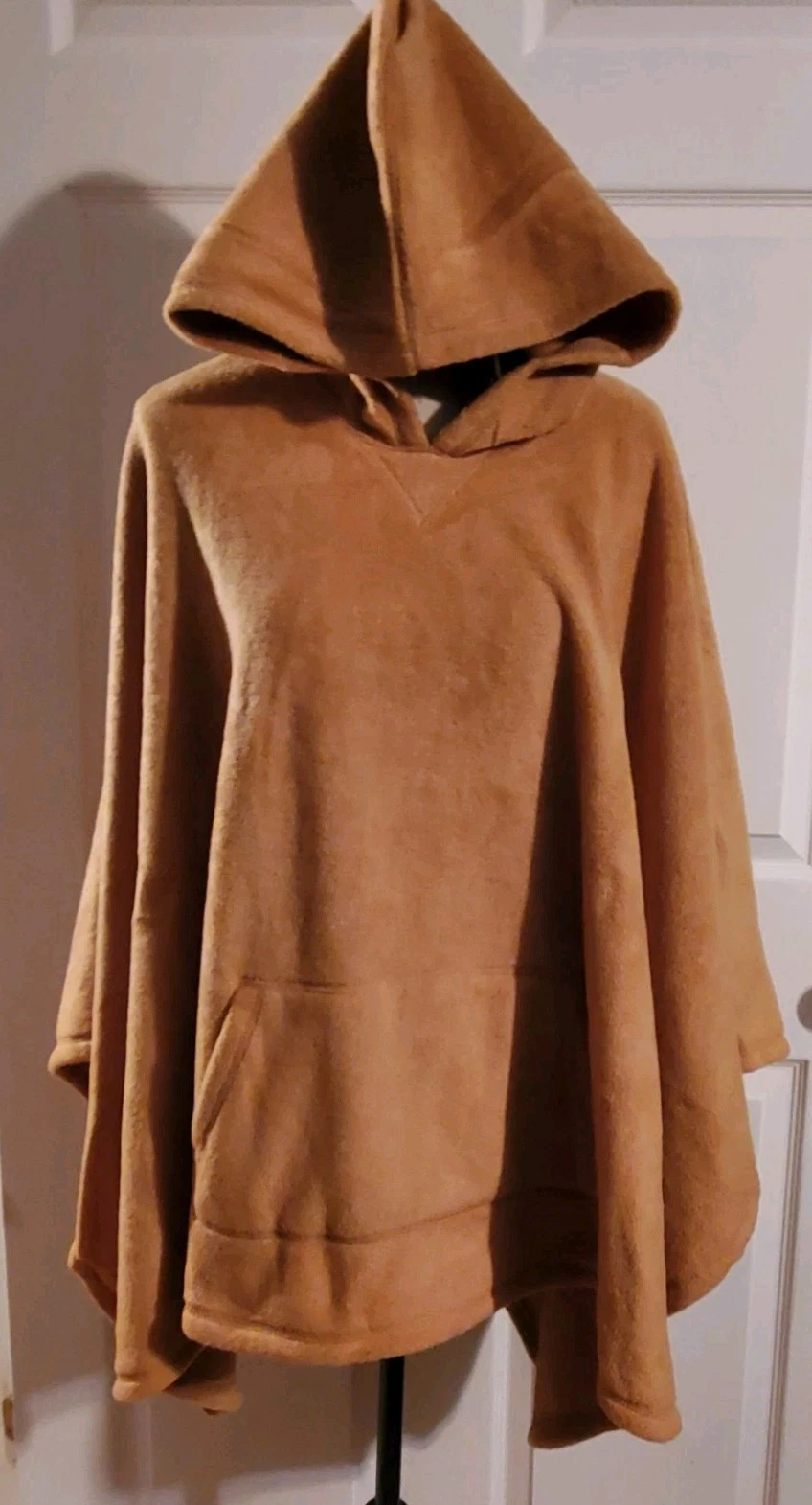 Denim & Co. Poncho Brown Fleece Hoodie Women's OS Plus Cape