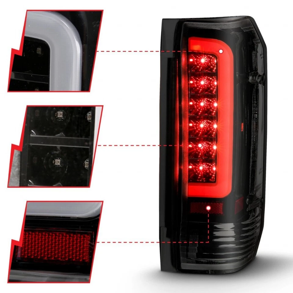 ANZO For Ford F-250 1987-1996 Tail Lights LED Black Housing Smoke Lens (Pair) - Image 3 of 4