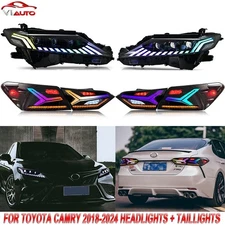 RGB LED Headlight + Tail Light For 2018-2024 Toyota Camry Lamps Assembly 2Set