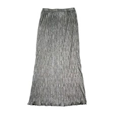Vintage Patra Maxi Skirt Silver Metallic Pleated Elastic Waist Evening Wedding