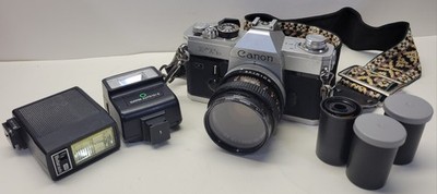 Canon FTb QL Black Camera 55mm Kalimar Lens. Untested.