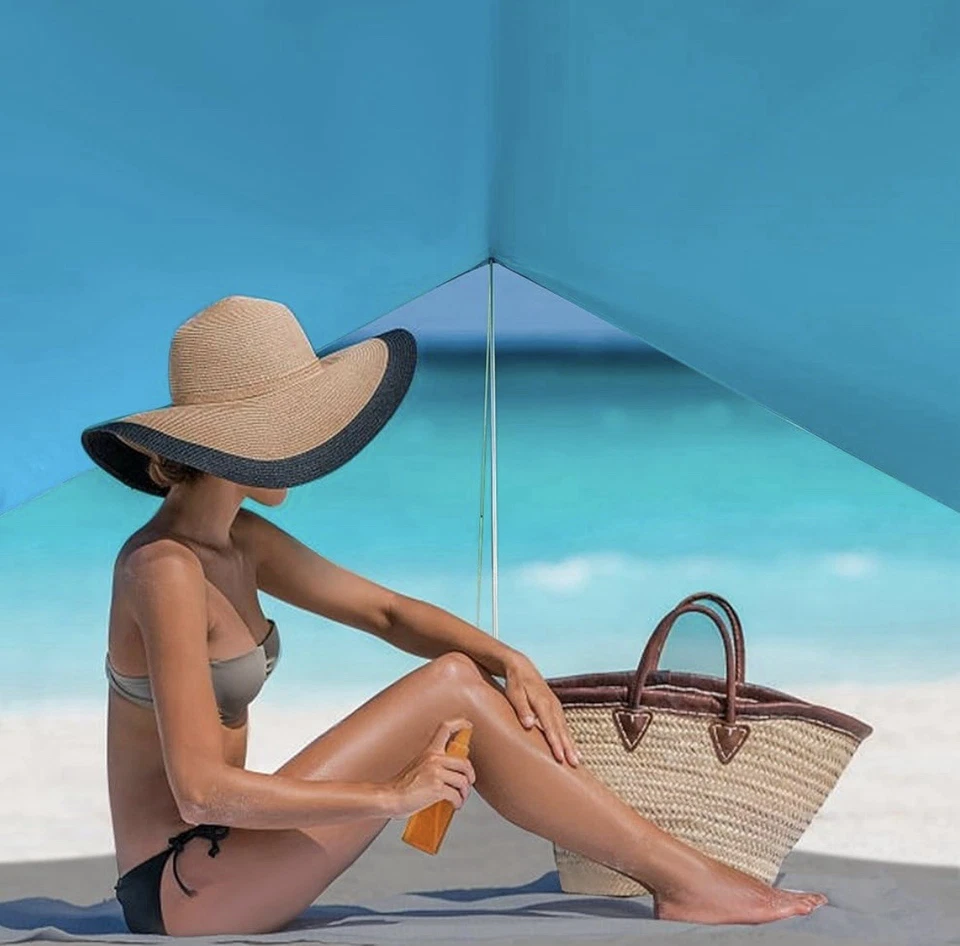 Toldos de playa refugio solar UPF 50+ protección impermeable adaptable a playas Foto 3 de 4