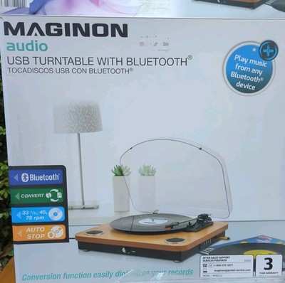 Record Player Turntable Bluetooth Speaker Convert Vinyl To USB SD Maginon New!!