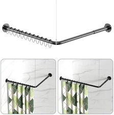 L Shaped Shower Curtain Rods, Adjustable (23''-69'' X 23''-69'') Corner Showe...
