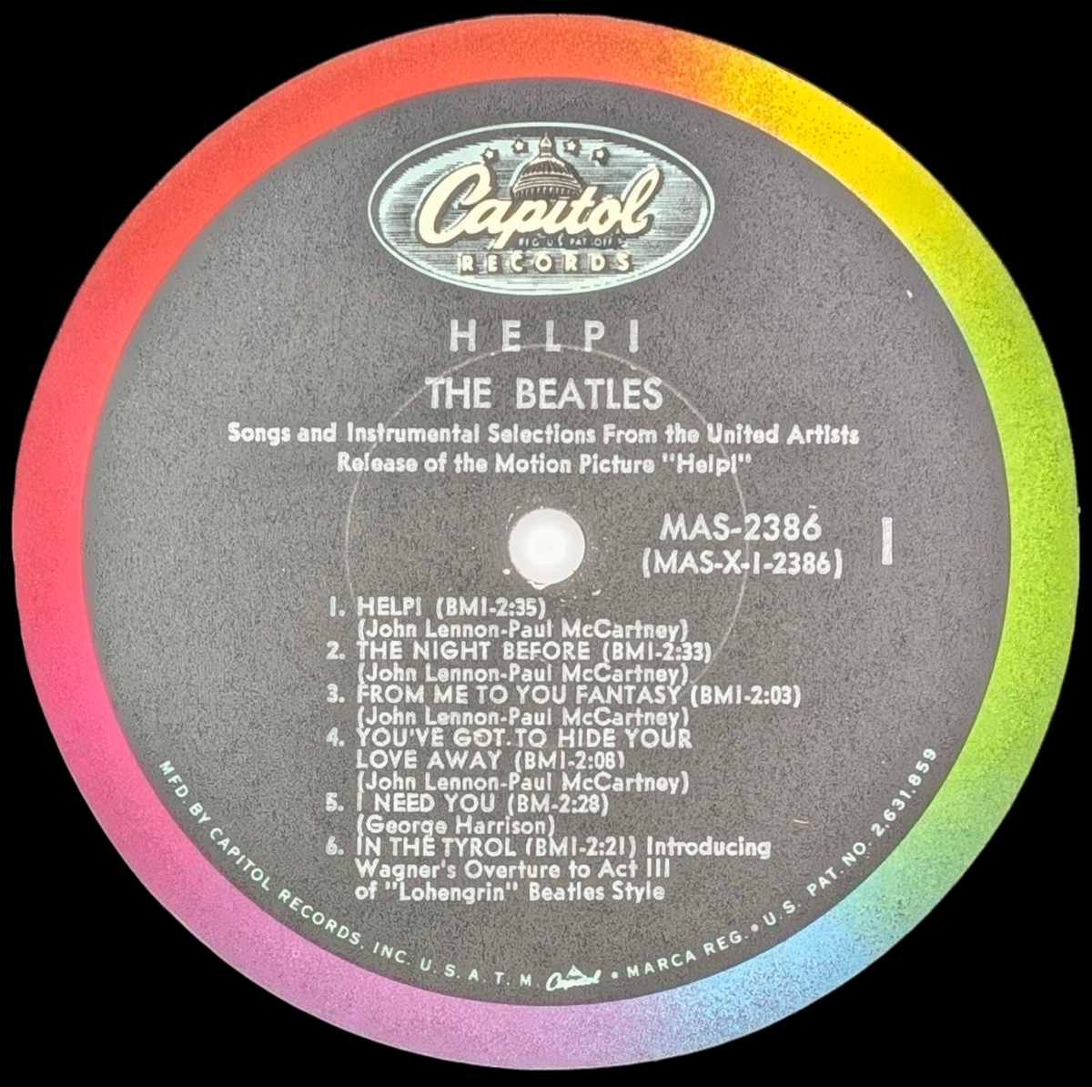 The Beatles – Help! MAS-2386, Mono, 1st Scranton Pressing, PROMO