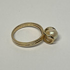 14k Yellow Gold Solitaire 6.62mm Champagne  Cultured Pearl Ring Size 5.25 — photo 8
