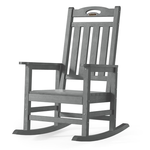 Oversized Outdoor Rocking Chair, High Back Porch Rocker Chair, HDPE All Weath...