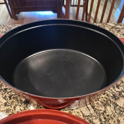 Staub La Cocotte - 8 Qt. Oval Red Enamel Cast Iron Pot/Dutch Oven