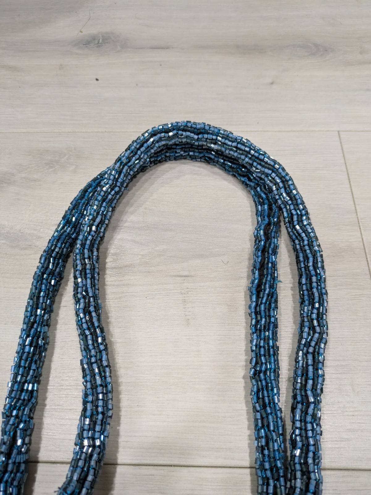 Vtg Blue Turquoise Beaded Patchwork Festival Frin… - image 6