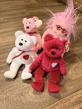 Ty Beanie Babies Valentino Valentina Smitten Luvie Lot 4 RETIRED With Hang Tags