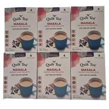 6 Boxes Quik Tea Masala Chai Tea Latte Instant Mix Packets Sealed NEW (24 Packs)
