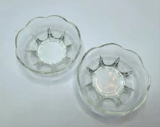 Vintage 2 Anchor Hocking Scalloped Edge Dessert Berry Bowls Clear glass 4.5"