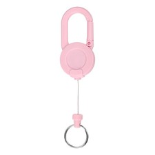 1 Pack Heavy Duty Retractable Keychain with 23.6" Steel Cord Pink