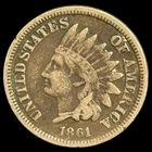 1861 Indian Head Cent - Antique United States of America 1c Penny Coin