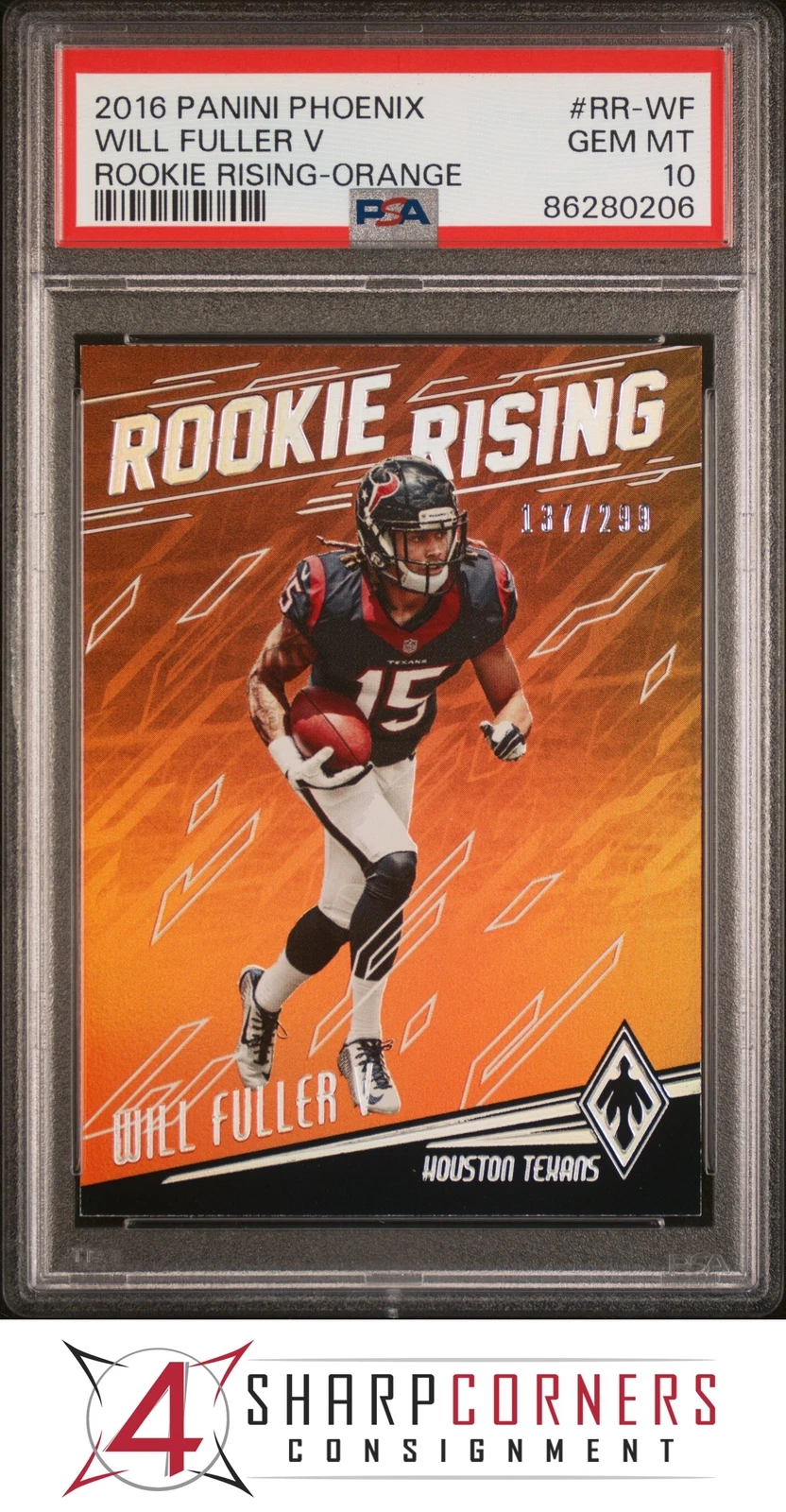 Will Fuller Panini Phoenix Rookie Rising #RRWF Orange
