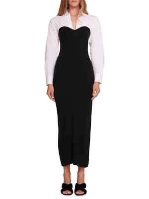 NWT Staud Hazel Layered Mixed-Media Maxi Dress Black/White Size Large  MSRP$395 | eBay