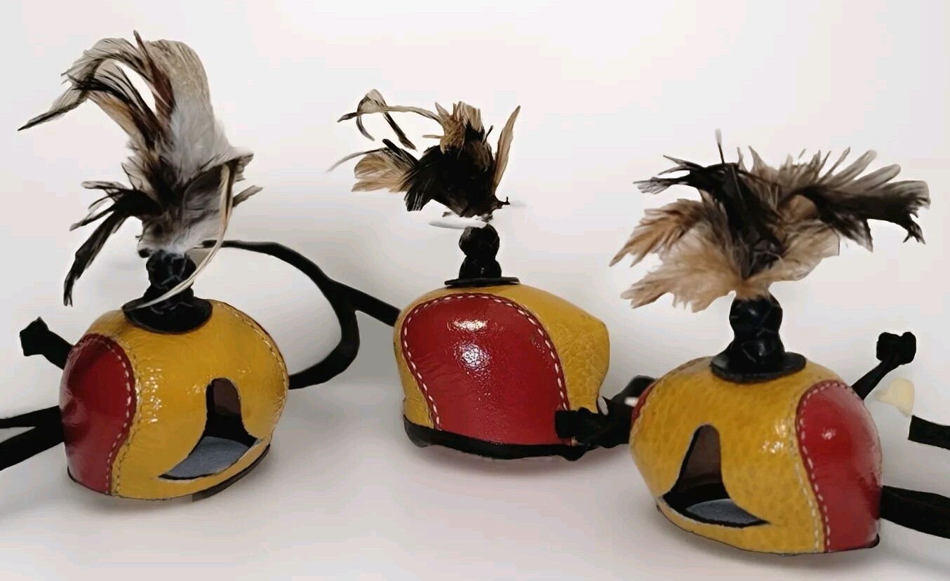 Nuevo Halconería Capucha Holandés Plumas Mano Cosido (Mostaza / Rojo) (Todo