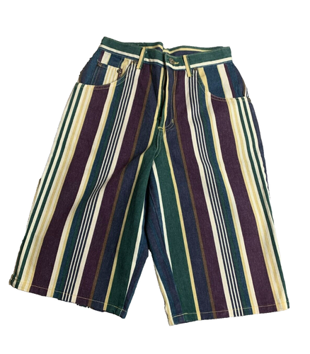 Cotler Shorts Womens 14 (25x12) Maroon Blue Green Stripe Bermuda Flat Front NWT - 第 1/7 張圖片