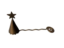 Vintage Wican Halloween Candle Snuffer Wavy Swirl Metal Cone Wizard Hat w/ Star