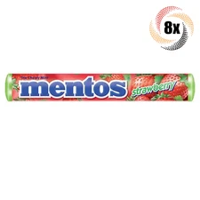 8x Rolls Mentos Strawberry Fruit Flavor Chewy Mints | 14 Mints Per Roll | 1.32oz