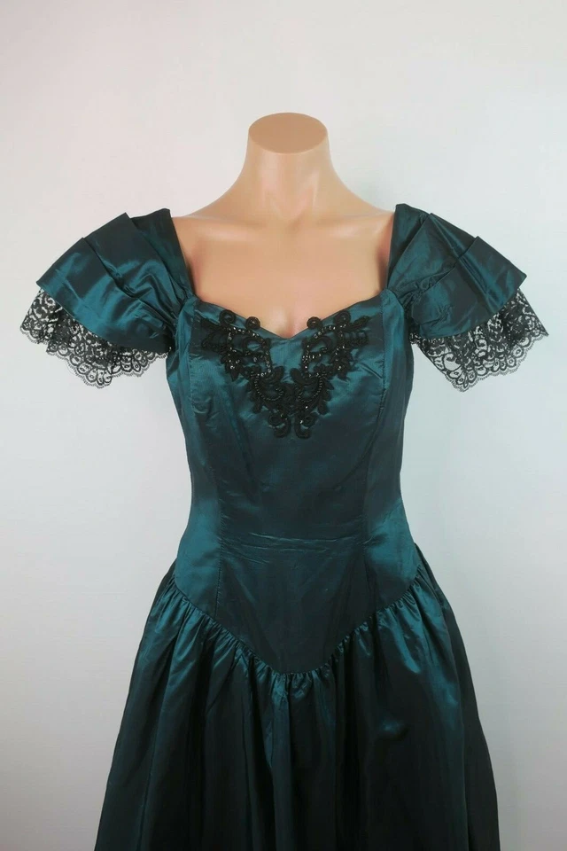 Vestido De Colección Años 80 Alfred Angelo Formal Vestido de Baile Lo que el viento se llevó Dama de honor PROM Foto 4 de 4