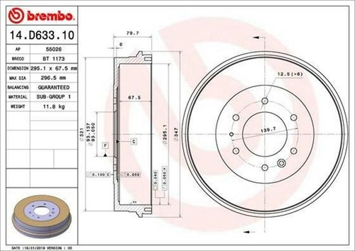 Tamburo Freno Brembo Posteriore 14.A694.10 – Diametro 230 Mm, Altezza 69 Mm, Compatibile Con Originali