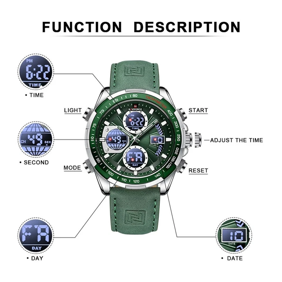 NAVIFORCE Military Watches Men Luxury Brand Sport Chronograph Digital Wristwatch - Image 4 of 4