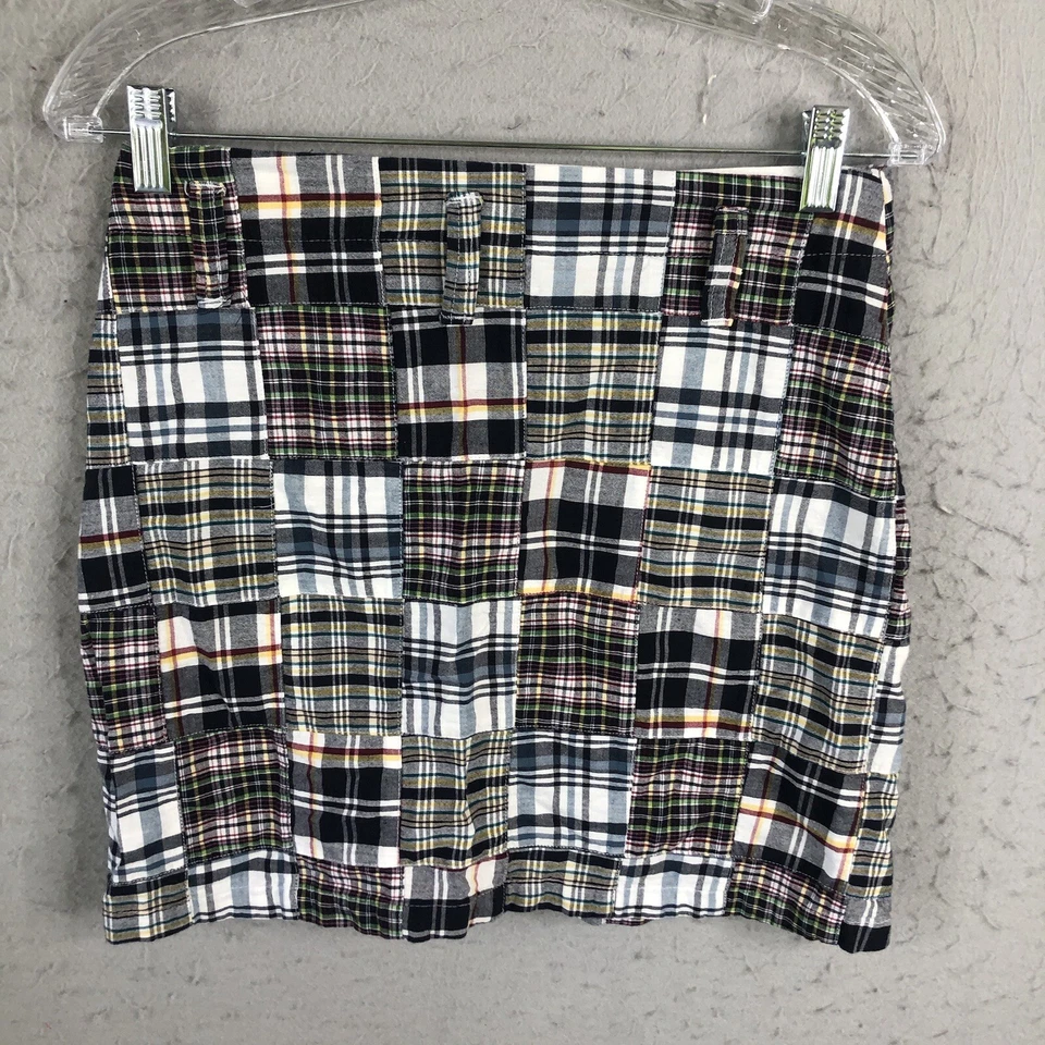 Falda Carol de Colección para Mujer 6 Azul Blanco Madrás Cuadros Retazos Golf Preppy Foto 3 de 4