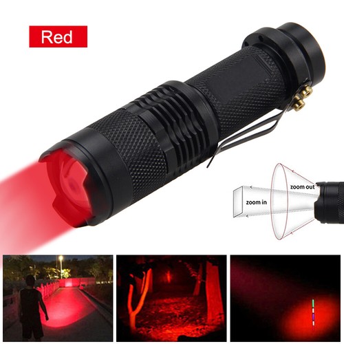 Mini Red Light LED Flashlight Zoomable 3Modes Torch Astronomy Night Vision Lamp - Picture 1 of 5