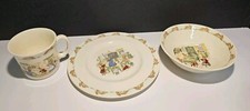 Vintage Royal Doulton Bunnykins 3 Piece Child Set English Fine Bone China