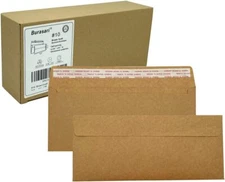 Burasari 80Qty#10 Brown Kraft Business envelopes 4.125x9.5In- windowless design